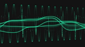 On playback, waveforms pulsing, table scrolling, blue bar moving across rows for live monitoring. Motion, real-time, interface, analytics, digital, technology, data visualization - Powered by Shutterstock - Get 15% off with code: PIKWIZARD15