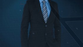 Male executive raising finger activating HUD padlock, materializing circuits and icons for security. Technology, cybersecurity, innovation, digital, interface, data, security - Powered by Shutterstock - Get 15% off with code: PIKWIZARD15