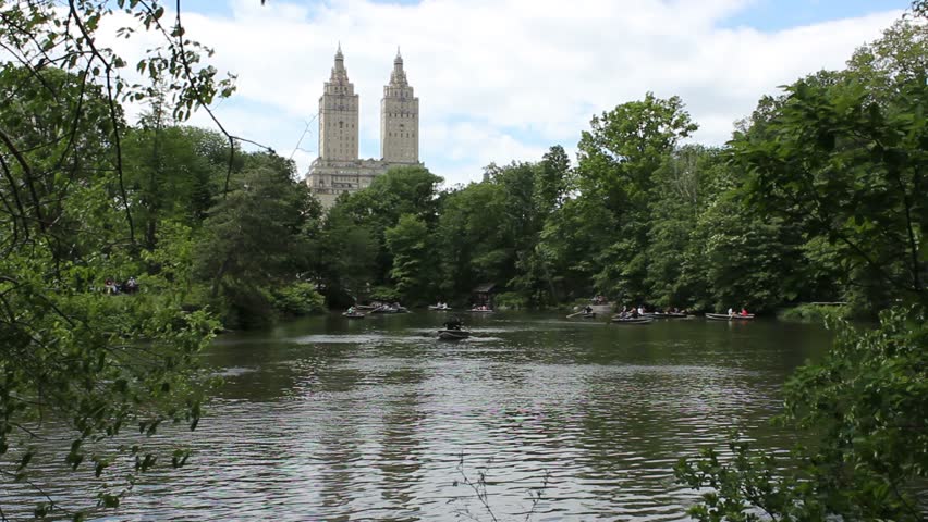 Lake in Central Park with Stock Footage Video (100% Royalty-free