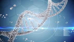 Animation of scientist data processing and dna strand over blue background. global science, connections, data processing and digital interface concept digitally generated video. - Powered by Shutterstock - Get 15% off with code: PIKWIZARD15