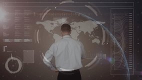 Animation of back view of caucasian businessman and diverse data processing on digital screen. data processing, business, digital interface and technology concept digitally generated video. - Powered by Shutterstock - Get 15% off with code: PIKWIZARD15