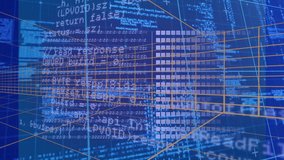 Animation of data processing on blue background. Global transport, computing and digital interface concept digitally generated video. - Powered by Shutterstock - Get 15% off with code: PIKWIZARD15