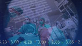 Animation of medical data processing over surgeons operating on patient in theatre. Global networks connections data processing and digital interface concept digitally generated video. - Powered by Shutterstock - Get 15% off with code: PIKWIZARD15