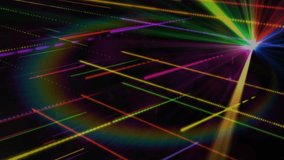 Animation of light trails over colorful lines on black background. Abstract background, light and movement concept digitally generated video. - Powered by Shutterstock - Get 15% off with code: PIKWIZARD15