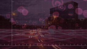 Animation of financial data processing and virus cells over cityscape. Global business, finances and digital interface concept digitally generated video. - Powered by Shutterstock - Get 15% off with code: PIKWIZARD15