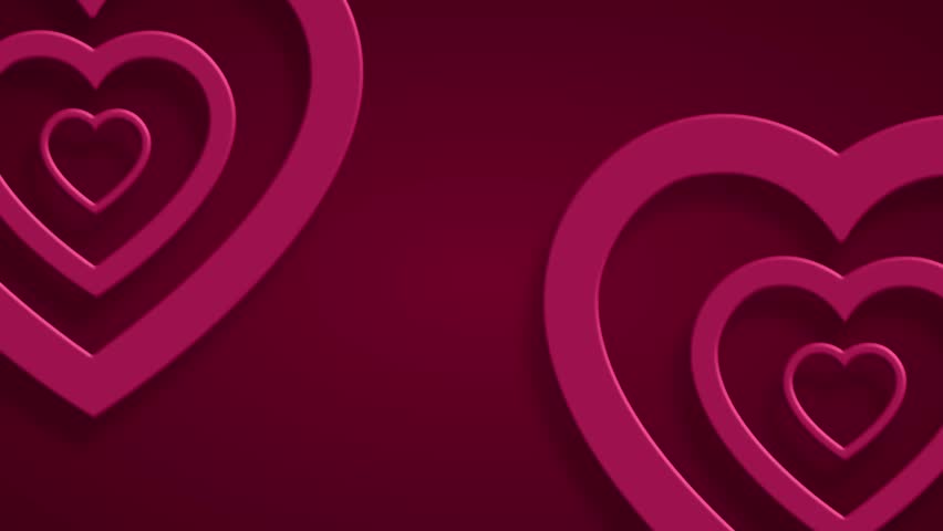 Deep red layered hearts pulsing for a romantic valentines day