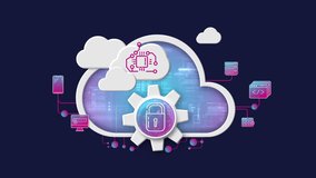 Cloud and padlock icons in infographics of cloud network security - Powered by Shutterstock - Get 15% off with code: PIKWIZARD15