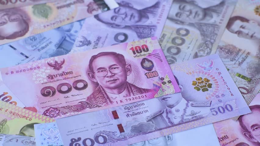 Thailand paper money, dinar banknotes as currency for exchange or travel. Thai money as a business background