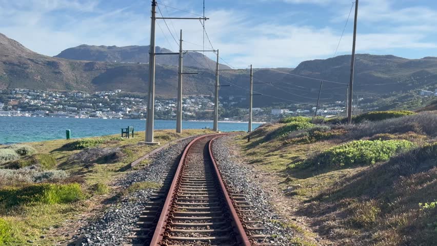 Train track on Cape Town’s scenic False Bay near Simonstown.