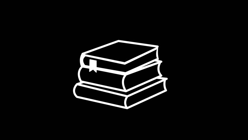Book icon animation featuring stacked books and a bookmark, suitable for education, bookstores, and e-learning.