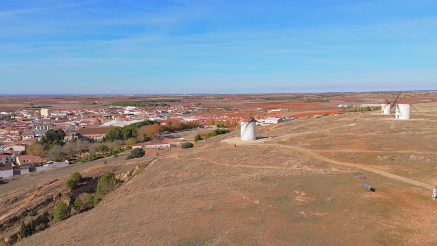 Windmills of the Don Quixote Route, Mota del Cuervo, Cuenca, Castilla-La Mancha, Spain.