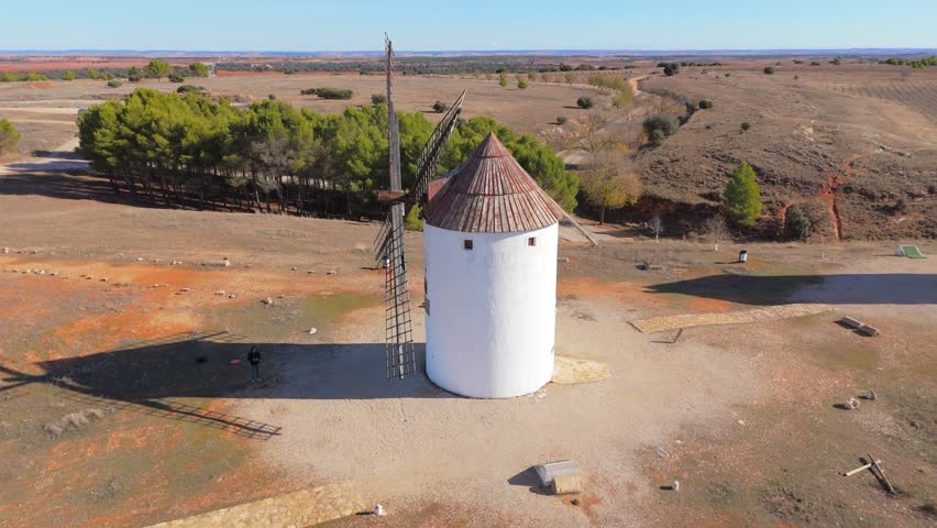 Windmills of the Don Quixote Route, Mota del Cuervo, Cuenca, Castilla-La Mancha, Spain.
