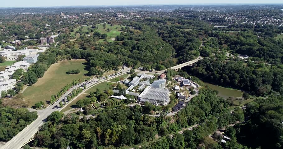 Schenley Park in Pittsburgh, Pennsylvania, United States. Phipps Conservatory and Botanical Gardens in Background