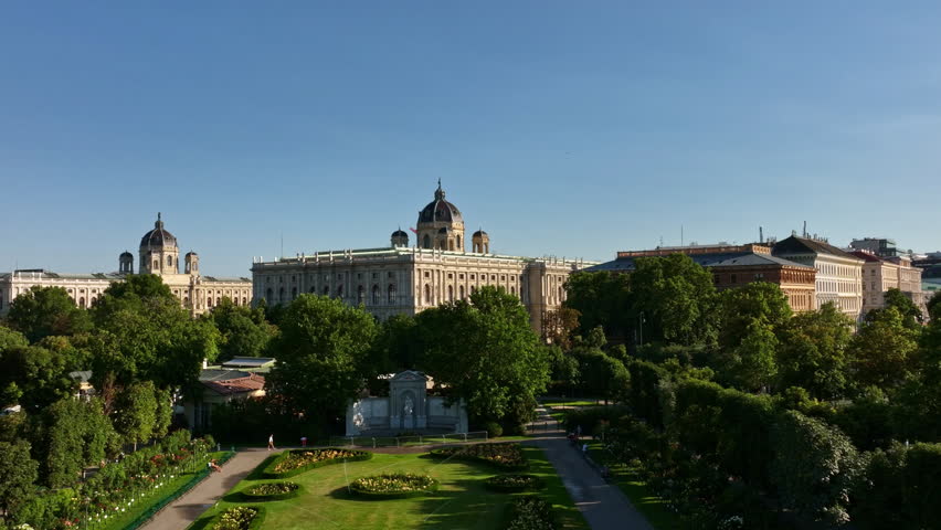 Vienna imperial museum architecture. Vienna historic Maria Theresa heritage aerial view. Theresien Platz in Wien. Vienna historic Maria Theresa heritage landmark. Vienna capital city of Austria.