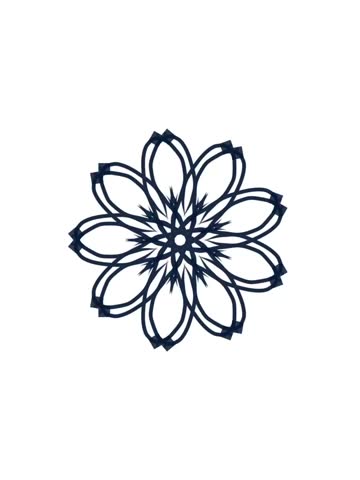 Dark Navy Floral Mandala on White Background