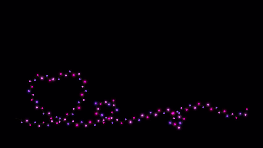 Valentine's Heart Shape Lights String Overlay Element with Alpha Channel
