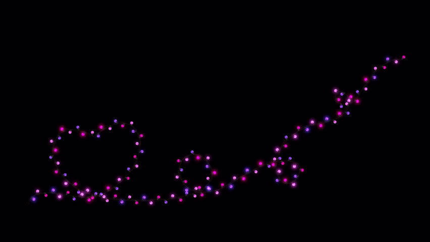 Valentine's Heart Shape Lights String Overlay Element with Alpha Channel
