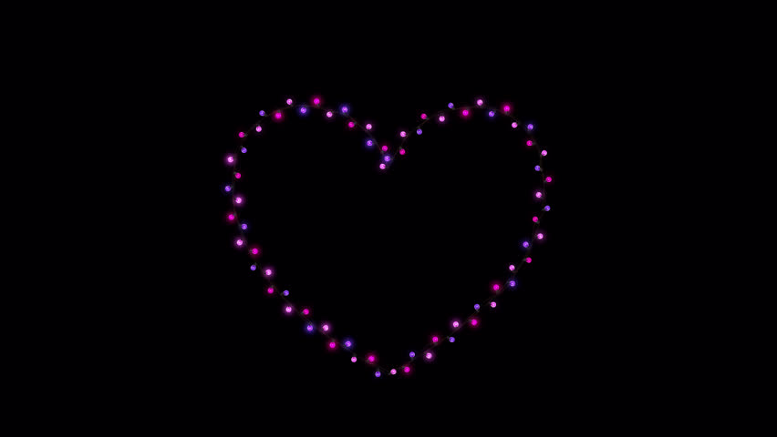 Valentine's Heart Shape Lights String Overlay Element with Alpha Channel
