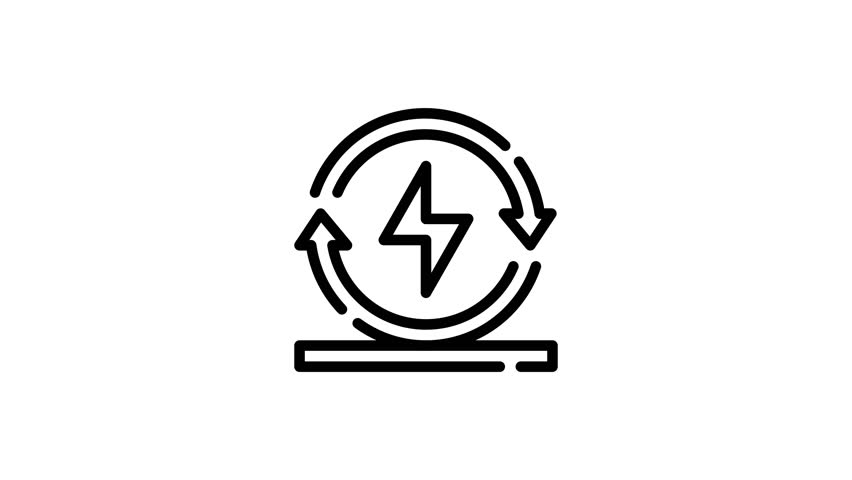 Renewable energy icon featuring lightning bolt and arrows, great for websites and presentations promoting sustainability and clean energy initiatives.
