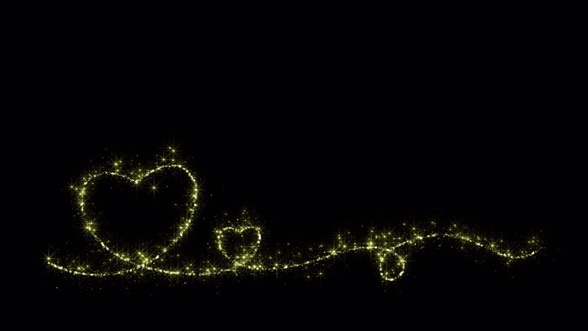 Golden Heart Shape Particles Glitters Overlay Element with Alpha Channel

