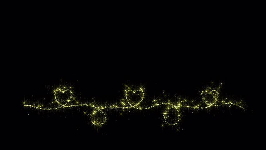 Golden Heart Shape Particles Glitters Overlay Element with Alpha Channel
