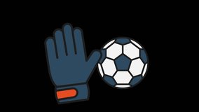 Animated vector icon of a goalkeeper glove catching a soccer ball, representing saves, defense, and goalkeeping actions. Smooth looping animation. - Powered by Shutterstock - Get 15% off with code: PIKWIZARD15