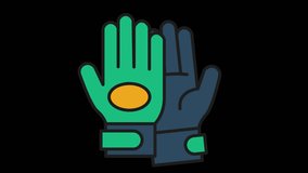 Animated vector icon of goalkeeper gloves symbolizing protection, defense, and professional soccer equipment. Smooth loop animation in flat style. - Powered by Shutterstock - Get 15% off with code: PIKWIZARD15