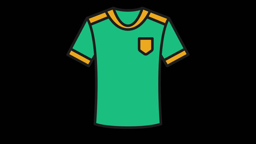 Animated vector icon of a soccer jersey with smooth wave motion in a seamless loop. Flat modern illustration representing football uniform, sports apparel, and team identity for UI, apps, and digital content.