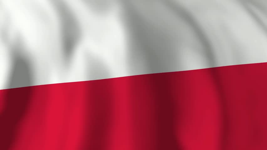 Poland Flag waving texture 3D illustration 1080p Video