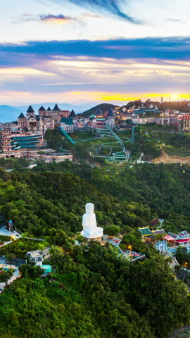Aerial view of French village at Bana hills, Da nang, Vietnam. Vertical