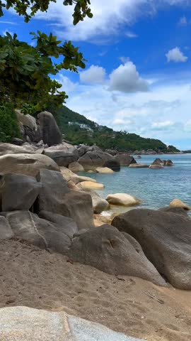 Lamai Beach Koh Samui scenic view of a rocky section Thailand vertical video