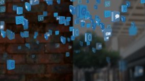 Animation of icons and data processing over cityscape. global connections, data processing and digital interface concept digitally generated video. - Powered by Shutterstock - Get 15% off with code: PIKWIZARD15