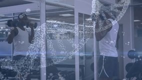 Animation of medical data processing over fit african american men. global sports, fitness, connections and technology concept digitally generated video. - Powered by Shutterstock - Get 15% off with code: PIKWIZARD15