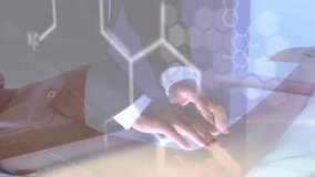 Animation of connections over woman practicing world map and scope students using network. Digital data security technology and sport concept digitally generated animation. - Powered by Shutterstock - Get 15% off with code: PIKWIZARD15