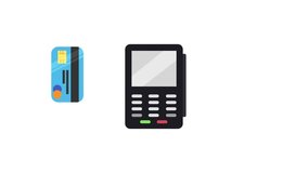 Animated sequence showing contactless payment processing with credit card and pos terminal - Powered by Shutterstock - Get 15% off with code: PIKWIZARD15