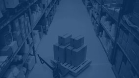 Animation of gamepad icon over warehouse. Global social media, shipping, retail and digital interface concept digitally generated video. - Powered by Shutterstock - Get 15% off with code: PIKWIZARD15