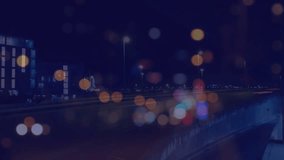 Animation of digital clouds with devices over night road traffic. Data processing, technology, transport and traffic concept digitally generated video. - Powered by Shutterstock - Get 15% off with code: PIKWIZARD15