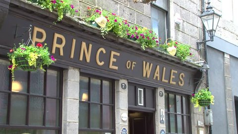 ABERDEEN, SCOTLAND - AUGUST 2011: Outside of an Aberdeen pub called the Prince of Wales