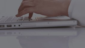 Animation of data processing over hands using laptop. Global business and digital interface concept digitally generated video. - Powered by Shutterstock - Get 15% off with code: PIKWIZARD15