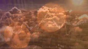 Animation of financial data processing over globe and clouds. Global business, finance, computing and data processing concept digitally generated video. - Powered by Shutterstock - Get 15% off with code: PIKWIZARD15