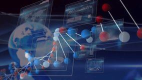 Animation of dna strand and globe over science data processing. Global science and digital interface concept digitally generated video. - Powered by Shutterstock - Get 15% off with code: PIKWIZARD15