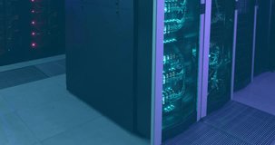 Animation of multicolored computer language over data server systems in server room. Digital composite, programming language, coding, data center, networking, technology and network server concept. - Powered by Shutterstock - Get 15% off with code: PIKWIZARD15