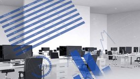Animation of financial data processing over office desks. global business, technology and data processing concept digitally generated video. - Powered by Shutterstock - Get 15% off with code: PIKWIZARD15