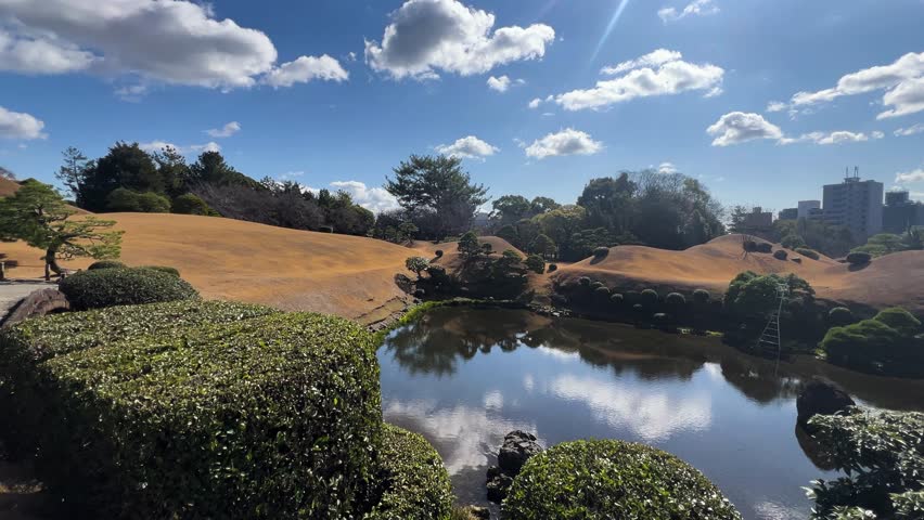 Japanese Garden Landscape Pond Water Reflection