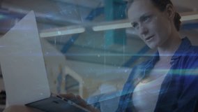 Animation of network of connections over female teacher and students. Global business technology networking connections and digital interface concept digitally generated video. - Powered by Shutterstock - Get 15% off with code: PIKWIZARD15