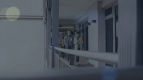 Animation of network of connections with icons over diverse group of business people. Global business, finances, data processing and digital interface concept digitally generated video. - Powered by Shutterstock - Get 15% off with code: PIKWIZARD15