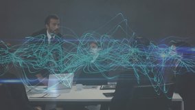 Animation of light trails and currency symbols over diverse business people in office. Global business and digital interface concept digitally generated video. - Powered by Shutterstock - Get 15% off with code: PIKWIZARD15