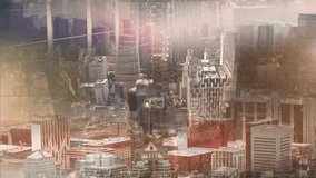 Animation of level up text over cityscape. Global social media and digital interface concept digitally generated video. - Powered by Shutterstock - Get 15% off with code: PIKWIZARD15