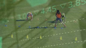 Animation of diverse male soccer players over data processing. Global sport and digital interface concept digitally generated video. - Powered by Shutterstock - Get 15% off with code: PIKWIZARD15