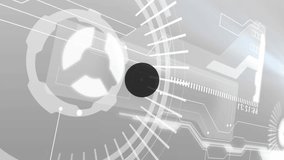 Animation of icons connected with lines and abstract pattern and computer programming language. Digitally generated, hologram, coding, telecommunication and technology concept. - Powered by Shutterstock - Get 15% off with code: PIKWIZARD15